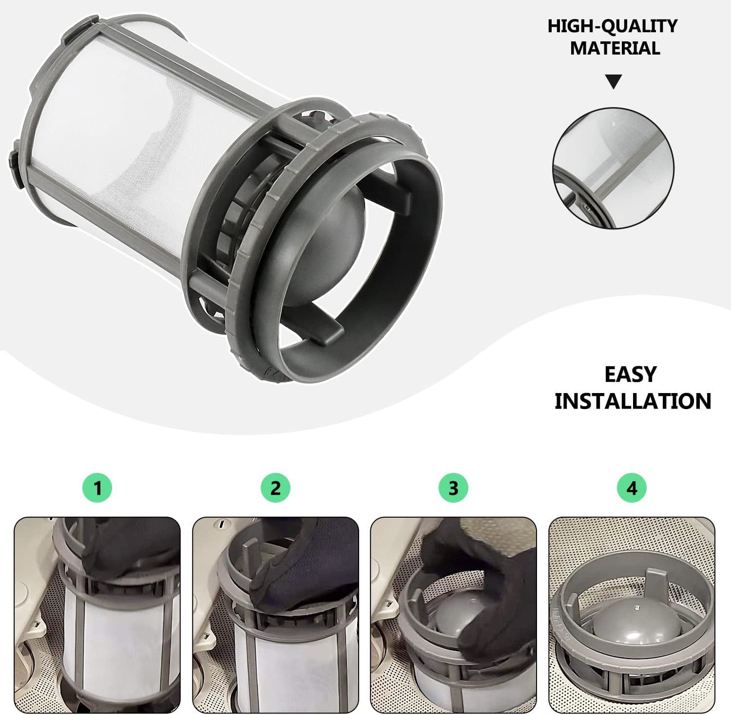 Dishwasher Mesh Cup Filter Compatible With Kenmore Model Numbers 665.13403N410, 665.13403N411, 665.13403N412