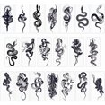 thumbnail image 1 of 20 hojas de tatuajes temporales de serpiente, papel de serpiente negro, pegatinas temporales extraíbles, resistentes al agua, de larga duración, para maquillaje., 1 of 9