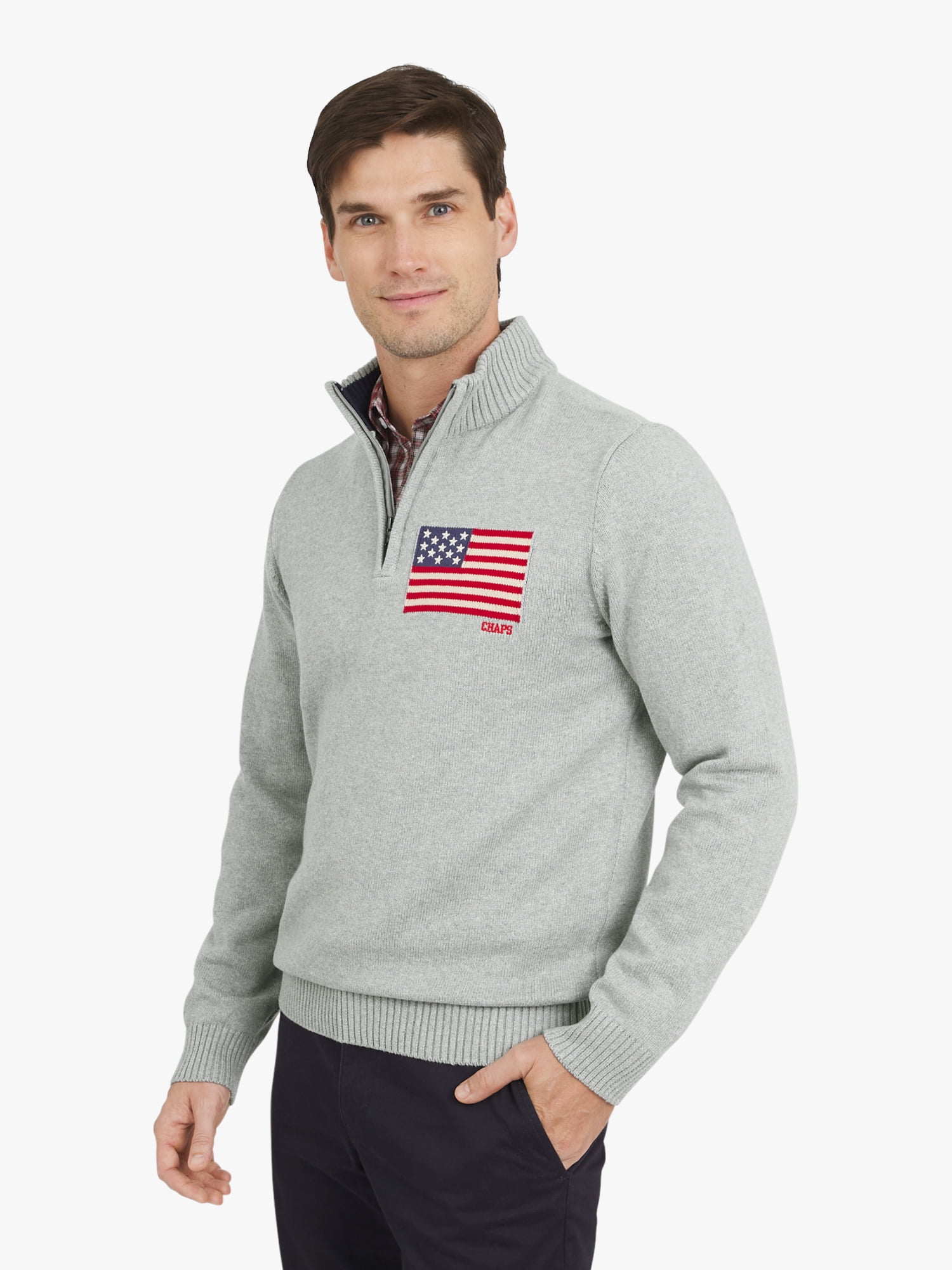 Chaps Men's & Big Men's Flag Quarter Zip Sweater, Sizes S-3XL