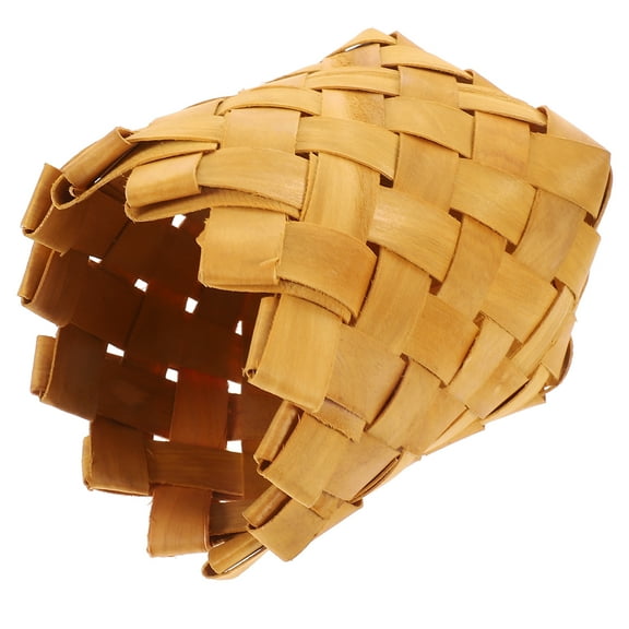 HOMEMAXS 1Pcs Wooden Cutlery Holder Woven Basket for Countertops in Light Brown