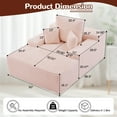 thumbnail image 6 of Korser 68.5'' Oversized Chair Chaise Lounge Indoor with Throw Pillows and Armrests Corduroy Upholstered Sofa Bed for Living Room,Pink, 6 of 7