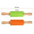 thumbnail image 2 of Silicone Rolling Pins for Baking Wood Handle 23.5cm x 4.2cm, Green & Orange, 2 of 4