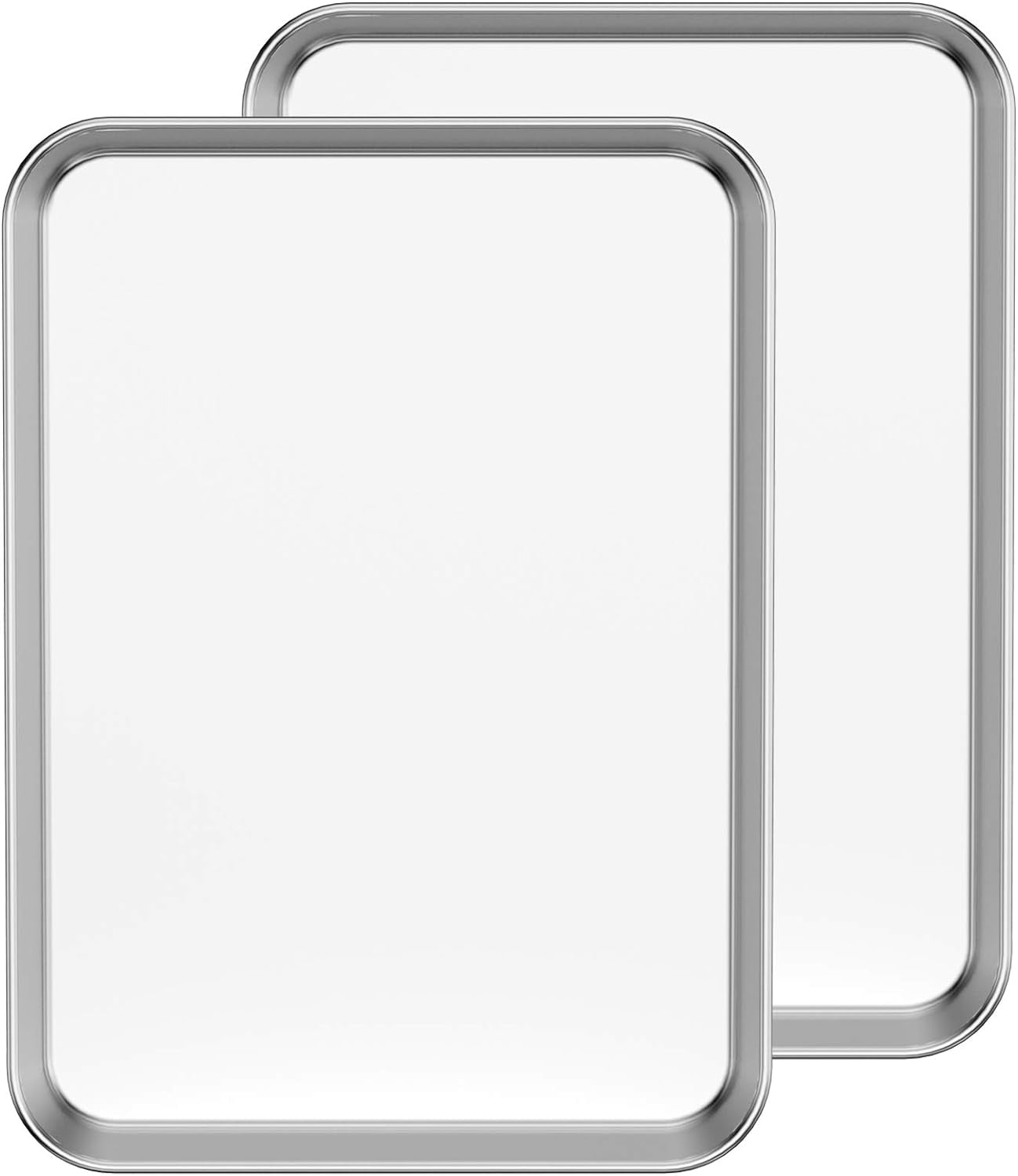 PandaTop Stainless Steel Baking Pans,Cookie Sheet,Toaster Oven Pan,Fruit Pallets,Barbeque Grill Pan(12.2x9.5x0.98inch) 2Pcs,Dishwasher Safe