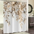 thumbnail image 2 of Eucalyptus Shower Curtain, Watercolor Tan Leaves on The Top Plant with Floral Bathroom Curtain Bathtub Home Decor Waterproof Fabric Machine Washable with 12 Hooks, 2 of 6