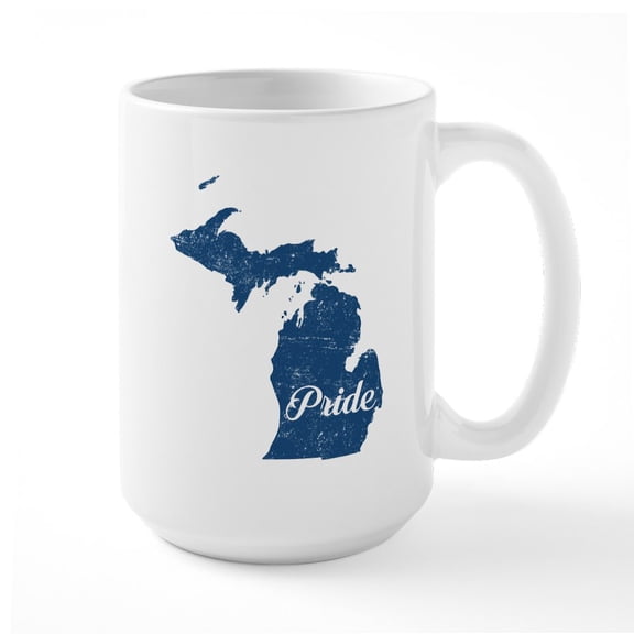 CafePress - Michigan Pride Large Mug - 15 oz Ceramic Large White Nolvety Mug