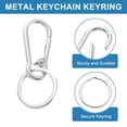 thumbnail image 4 of Llaveros de metal Uxcell, paquete de 3, clip de anillo de llavero, organizador de accesorios de llaves resistentes, plata, 4 of 7