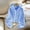 Blue, variant on Women Cropped Knit Cardigan Button Down Hooded Jacket with Drawstring Ribbed Hem Casual Relaxed Fit Fall Spring Fashion Long Sleeve Sweater Coat Cute Outerwear