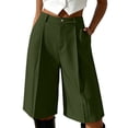 thumbnail image 2 of Karymi Women's Pants High Waist Bermuda Shorts, Pleated Wide Leg Dressy Shorts with Pockets, Casual Tailored Knee-Length Suit Shorts Jean Shorts, 2 of 7
