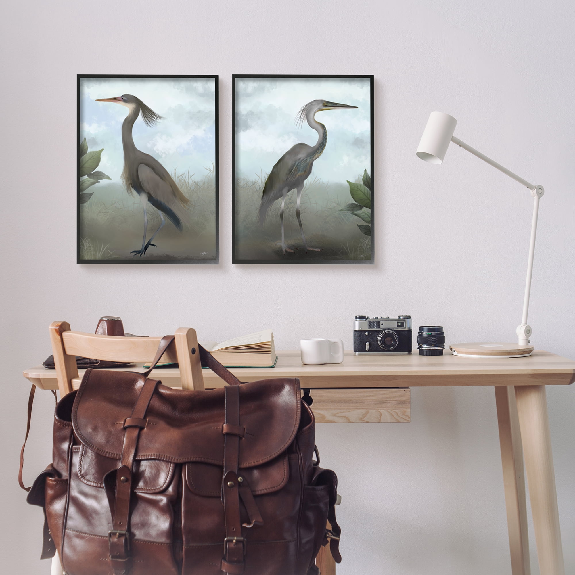 Stupell Industries Coastal Birds Gazing Animals & Insects Painting Black Framed Art Print Wall Art, 16 x 20, Set of 2