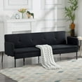 thumbnail image 3 of BSHTI 74.8” Futon Sofa Bed, Convertible Twin-Size Sleeper Sofa, Polyester Fabric Upholstered, 5 Positions Adjustable Backrest,Black, 3 of 12
