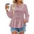 thumbnail image 2 of Women's Summer Eyelet Babydoll Tank Tops Sleeveless Crew Neck Bow Tie Front Peplum Flowy Blouse Y2K Cute Shirts, 2 of 2
