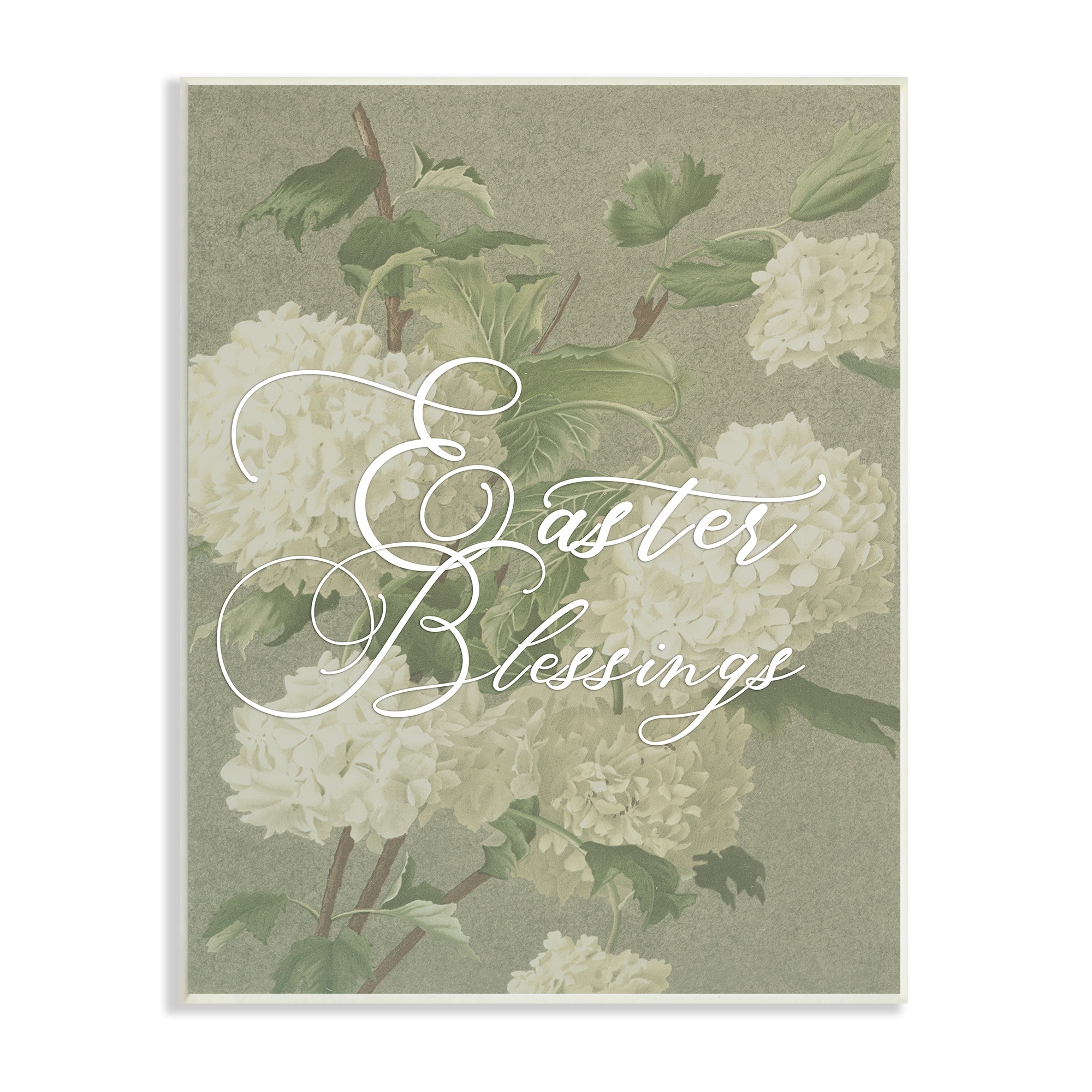 Stupell Industries Easter Blessings Sentiment Vintage White Hydrangea Florals Green, 10 x 15,Design by Daphne Polselli