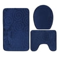 thumbnail image 4 of Juego de 3 alfombrillas de baño con relieve de piedra para tapa de inodoro, alfombrillas absorbentes para bañera, color azul marino, 4 of 14