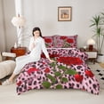 thumbnail image 4 of Homewish Boys Girls Animal Cheetah Print 3 Pieces Queen Comforter Set,Floral Wildlife Leopard Ultra Soft Bedding Sets,Chic Floral Red Rose Bedding Comforter Set Breathable, 4 of 8