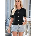 thumbnail image 2 of Women's Summer Cardigan Short Sleeve Cropped Cable Knit Open Front Black L, 2 of 8