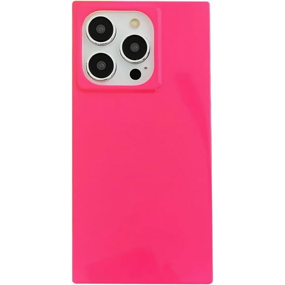 Neon Pink Phone Case Compatible with iPhone 14 Plus 6.7 inch,Bright Vibrant Fluorescent Trunk Edge Design Sleek Stylish Trendy Soft Protective Slim Cover(Hot Pink,iPhone 14Plus)