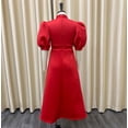 thumbnail image 5 of AURA Plus Size Women Summer Bow High Waist Banquet Dress Elegant Solid Color Lantern Sleeve Midi Dress, 5 of 7