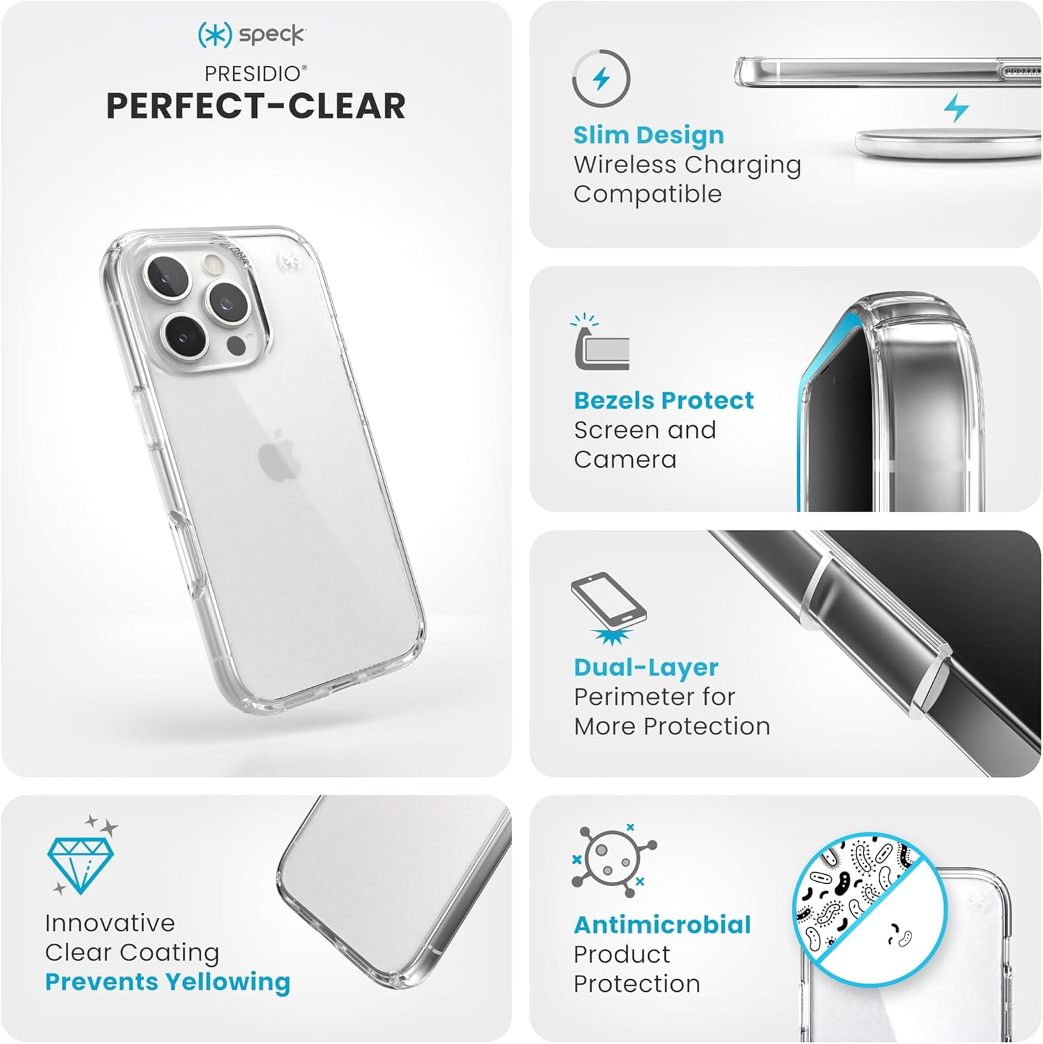 Speck Clear iPhone 16 Pro Case - Slim Phone Case iPhone 16 Pro - iPhone 16 Pro Phone Case - Presidio Perfect Clear
