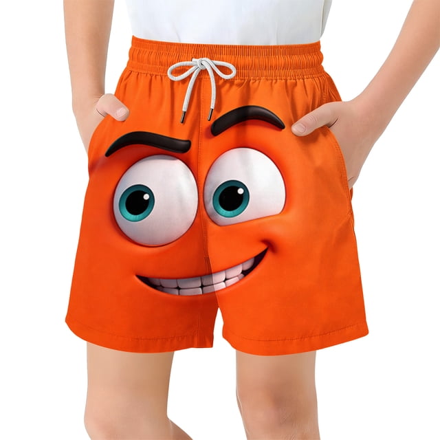 Pantalones cortos de bolsillo para niños con cordón elástico estampado casual traje de baño pantalones de cinco puntos