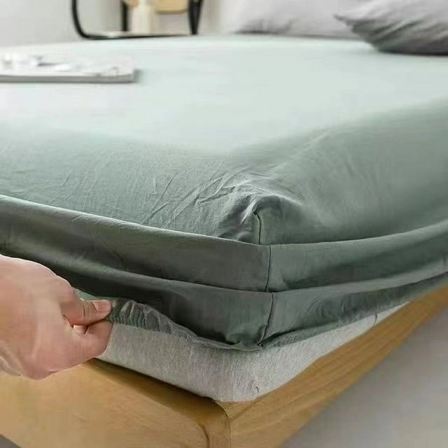 Washed Cotton Fitted Sheet Non Slip Fitted Sheet Elastic Band Around Mattress Cover Bed Cover And Pillowcase
