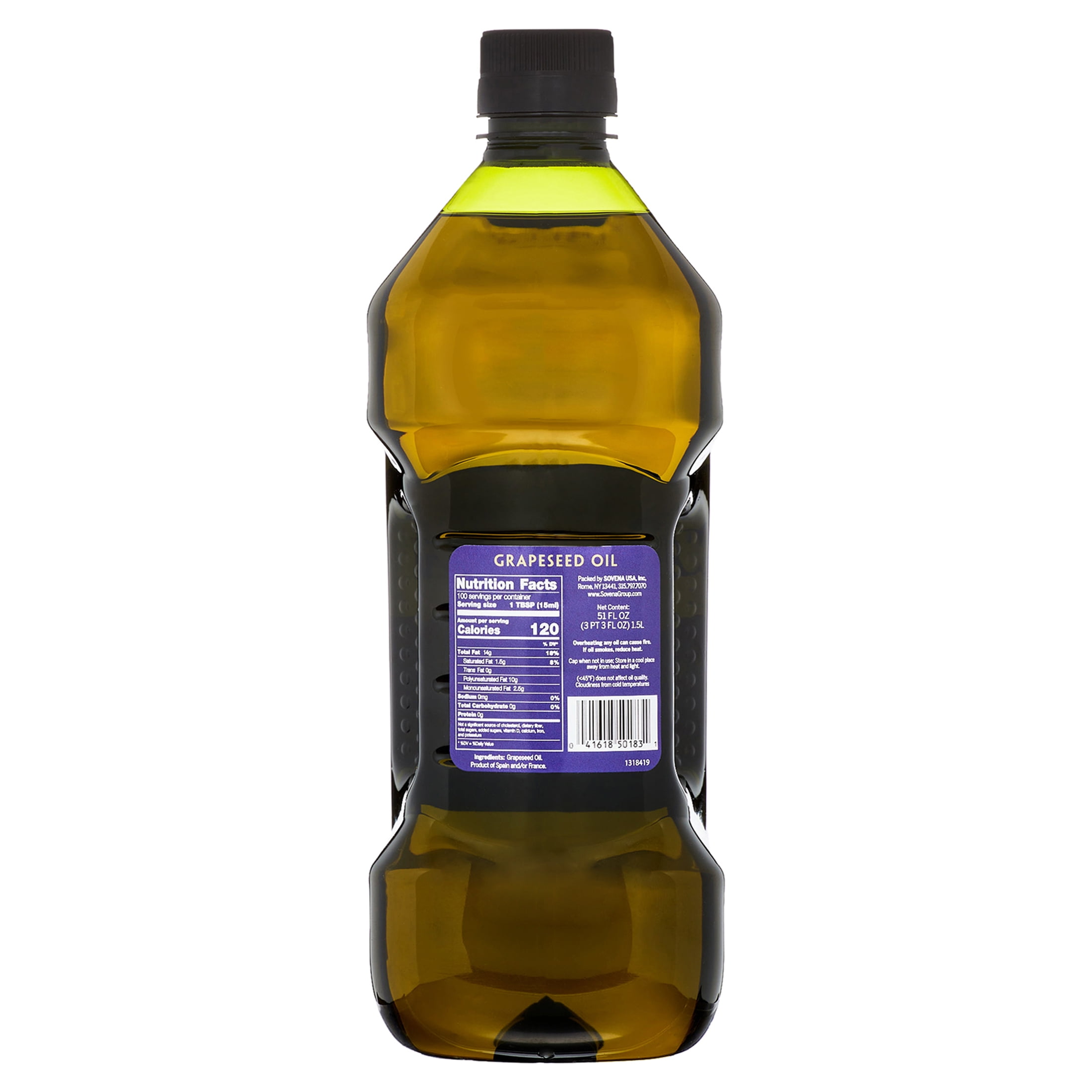 (4 pack) Olivari Grapeseed Oil for Frying and Sauteing, 51 fl oz Plastic Bottle