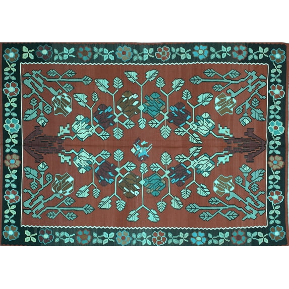 Ahgly Company Indoor Rectangle Animal Light Blue Traditional Area Rugs, 5' x 7'