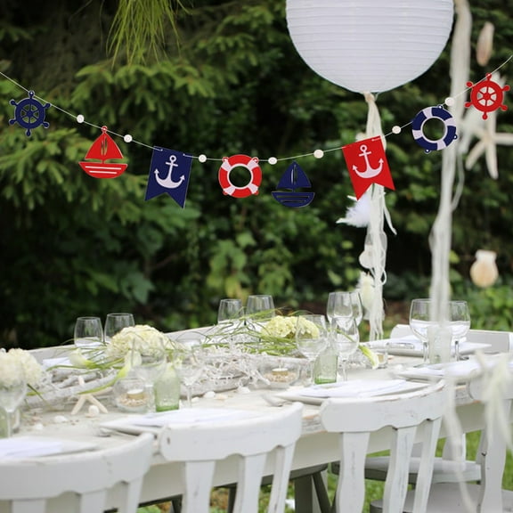 Toddmomy 1Set Sailing Banners Triangle Felt Hanging Decor For Festival And Birthday Party Ocean Theme 11.8x7.9x0.04In