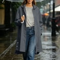 thumbnail image 5 of Floleo Women's Long Hooded Rain Jacket Waterproof Windbreaker Coat Lightweight Outdoor Raincoat with Pockets Casual Fall Spring Outerwear, 5 of 9
