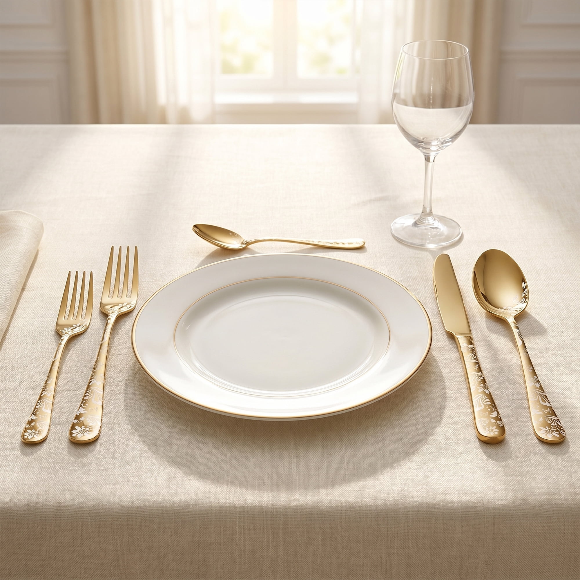 Unique Bargains 5 Pieces Stainless Steel Silverware Set Flatware Set Gold B