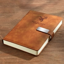 ROLKFUK A5 Faux Leather Notebook, Thick Paper Journal with Matte Cover, Lay Flat 180°, Portable Laminated Cover Writing Book for Office, Fingerprint Resistant