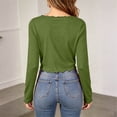 thumbnail image 4 of Zpanxa Women Long Sleeve Tops Scalloped V Neck Slim Fit Casual Solid Color Tee for Daily Wear, 4 of 7