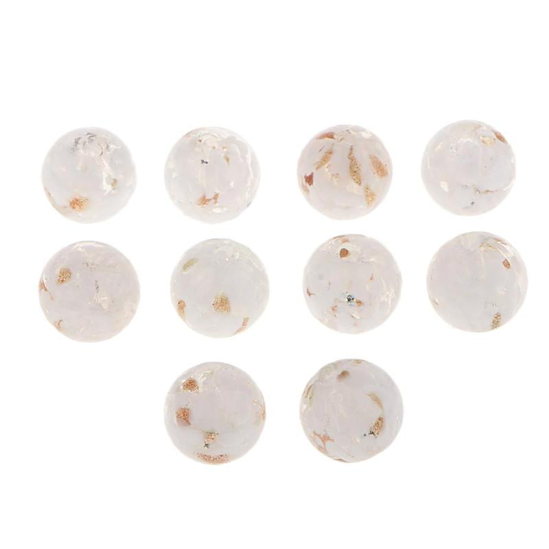10pcs Round 10mm 14mm Foil Lampwork Glass Loose Beads for Jewelry Making