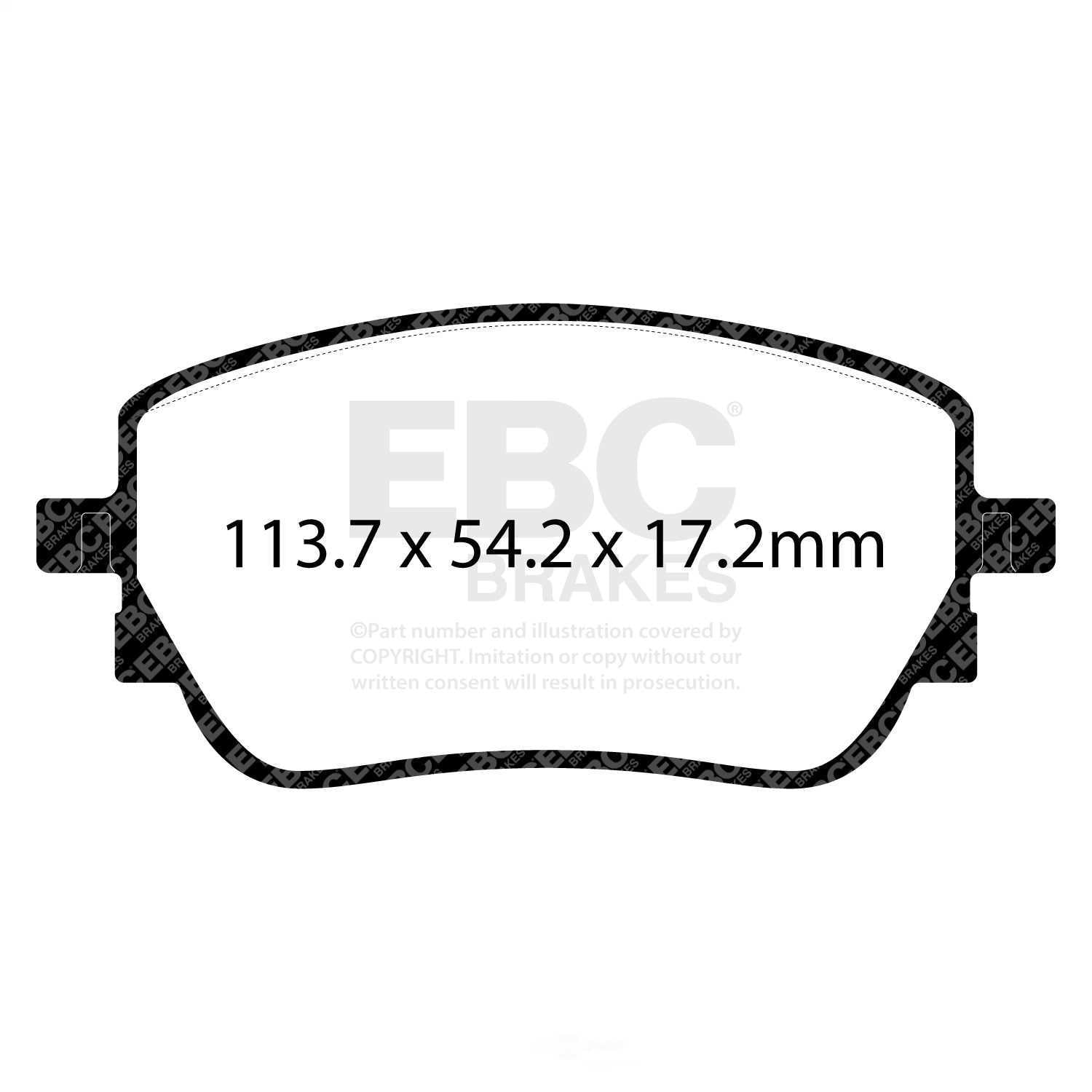 EBC Brakes DP32391C Redstuff Ceramic Low Dust Brake Pads, FMSI Pad No. D2271 Pad Dimensions: 113.7