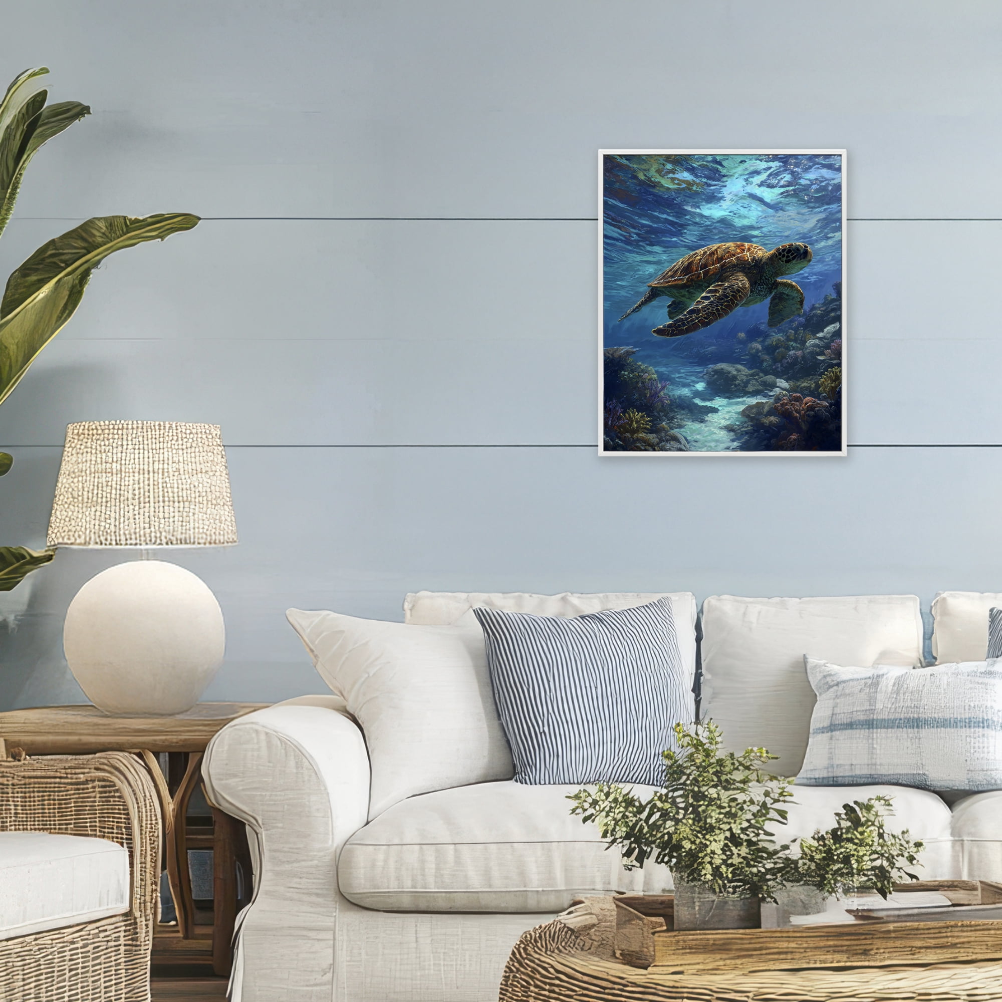 Stupell Industries Oceanic Adventurer Tortoise White Framed Giclee Art, design by Franklyn Gregory