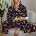 thumbnail image 6 of Daiia Rainbow Butterfly for Women's Long-Sleeved Pajama Set – Soft & Comfortable Sleepwear Button-Up Pajamas Cozy Lounge Wear-Medium, 6 of 7