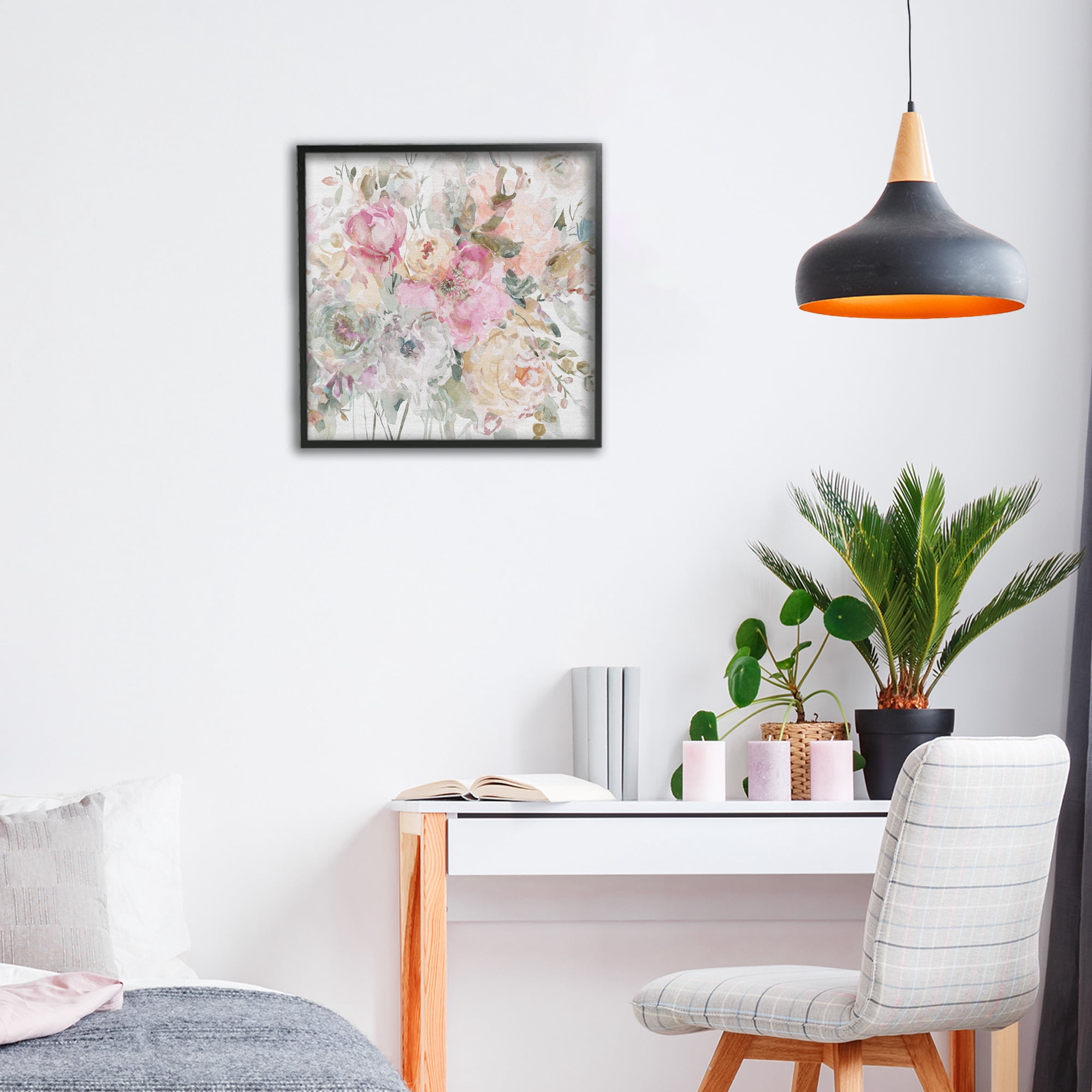 Stupell Industries Romantic Pastel Petals Black Framed Giclee Art, design by Carol Robinson