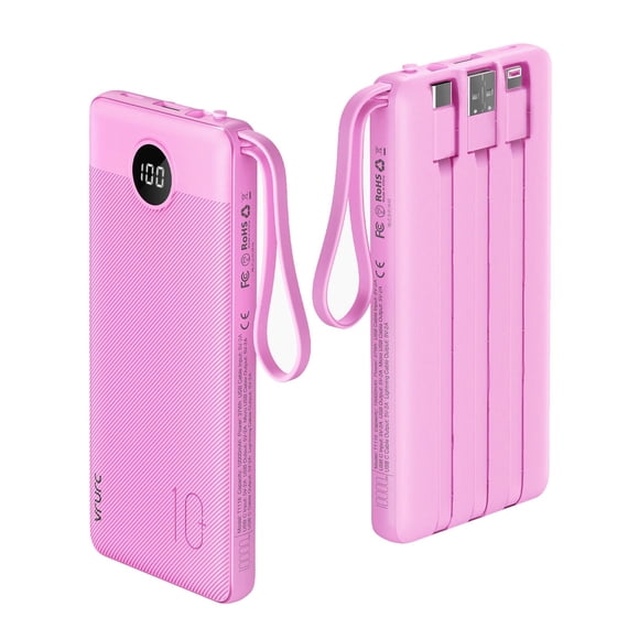 Banco de energía VRURC de 10000 mAh con pantalla LED de 5 salidas y 2 entradas