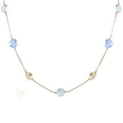 14k Yellow Gold Citrine, Blue Topaz, Green Amethyst Coin Cable-chain Necklace
