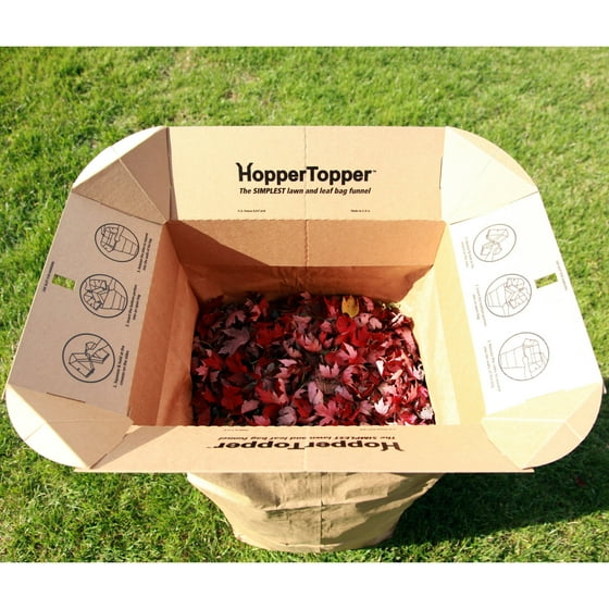 HopperTopper Lawn and Leaf Bag Funnel, Kraft, 2pk