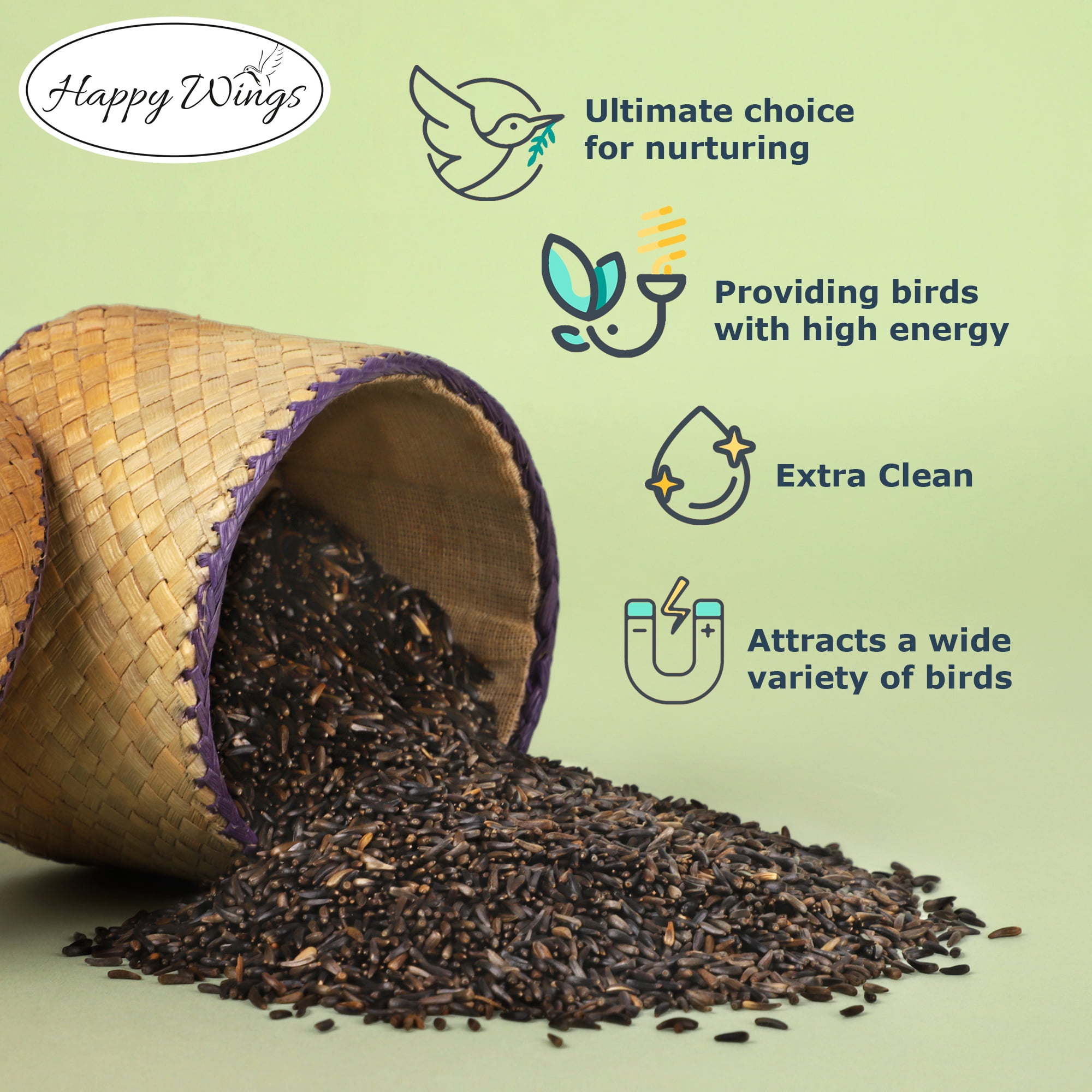 Happy Wings Thistle/Nyjer Seed, No Growth Wild Bird Feed and Seed, Dry, 10 lb. Bag