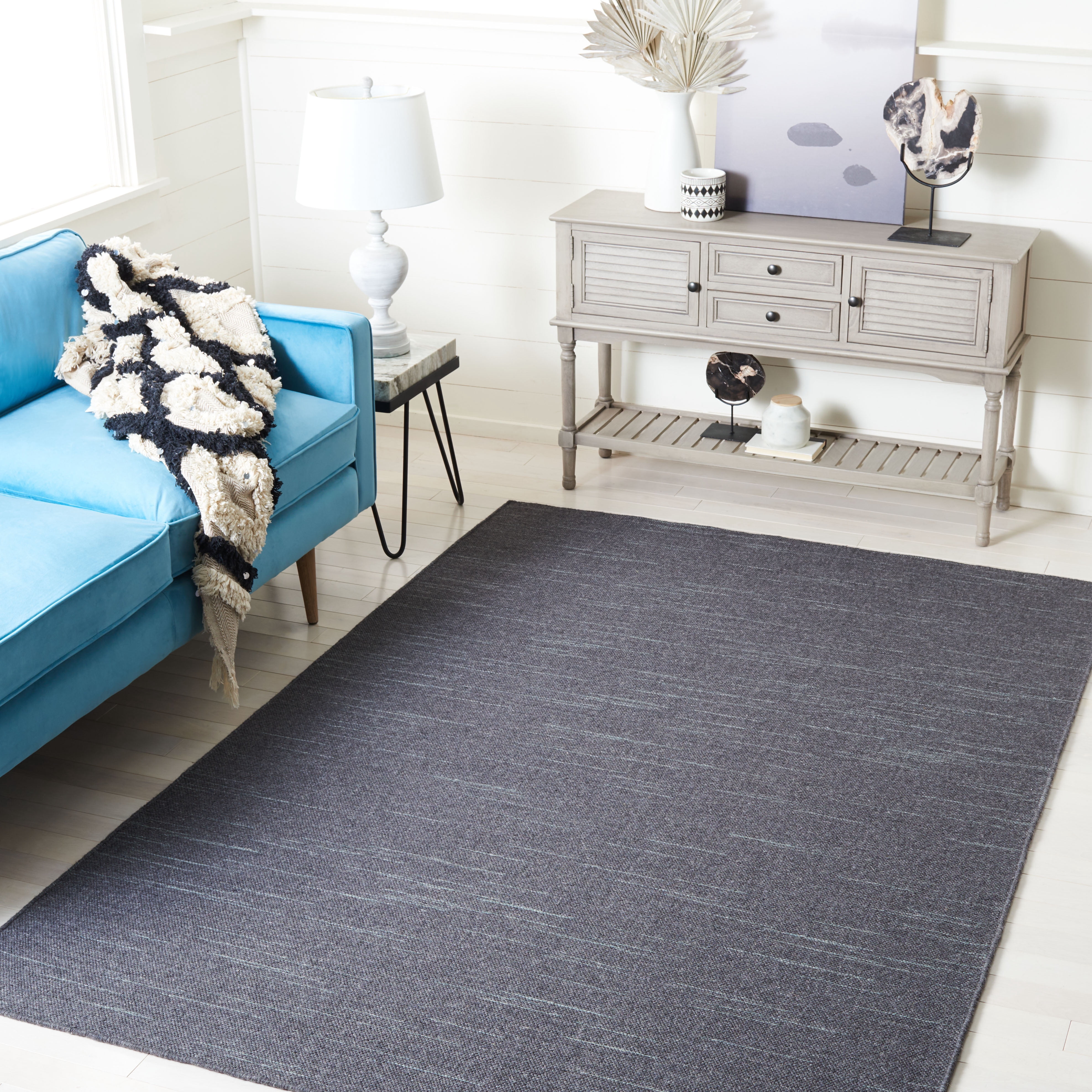SAFAVIEH Kilim Roderick Solid Area Rug, Dark Grey, 3' x 5'