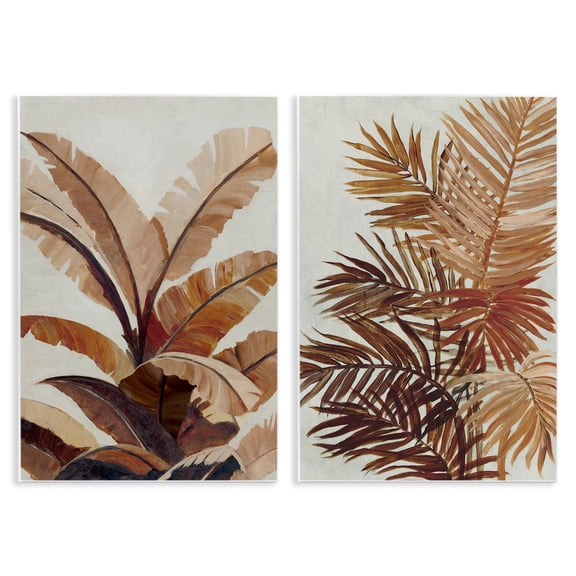 Stupell Industries Brown Tropical Palm Plants Plants & Flowers Painting Unframed Art Print Wall Art, 10 x 15, Set of 2