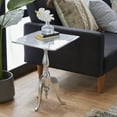 thumbnail image 4 of DecMode 16" x 22" Silver Aluminum Accent Table, 1-Piece, 4 of 10