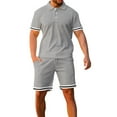 thumbnail image 2 of USNSM 2 Piece Sets for Mmen Summer 2025 Two Piece Matching Lounge Sets Short Casual Outfits Casual Fashion Vacation Clothes Gray XXXL, 2 of 7