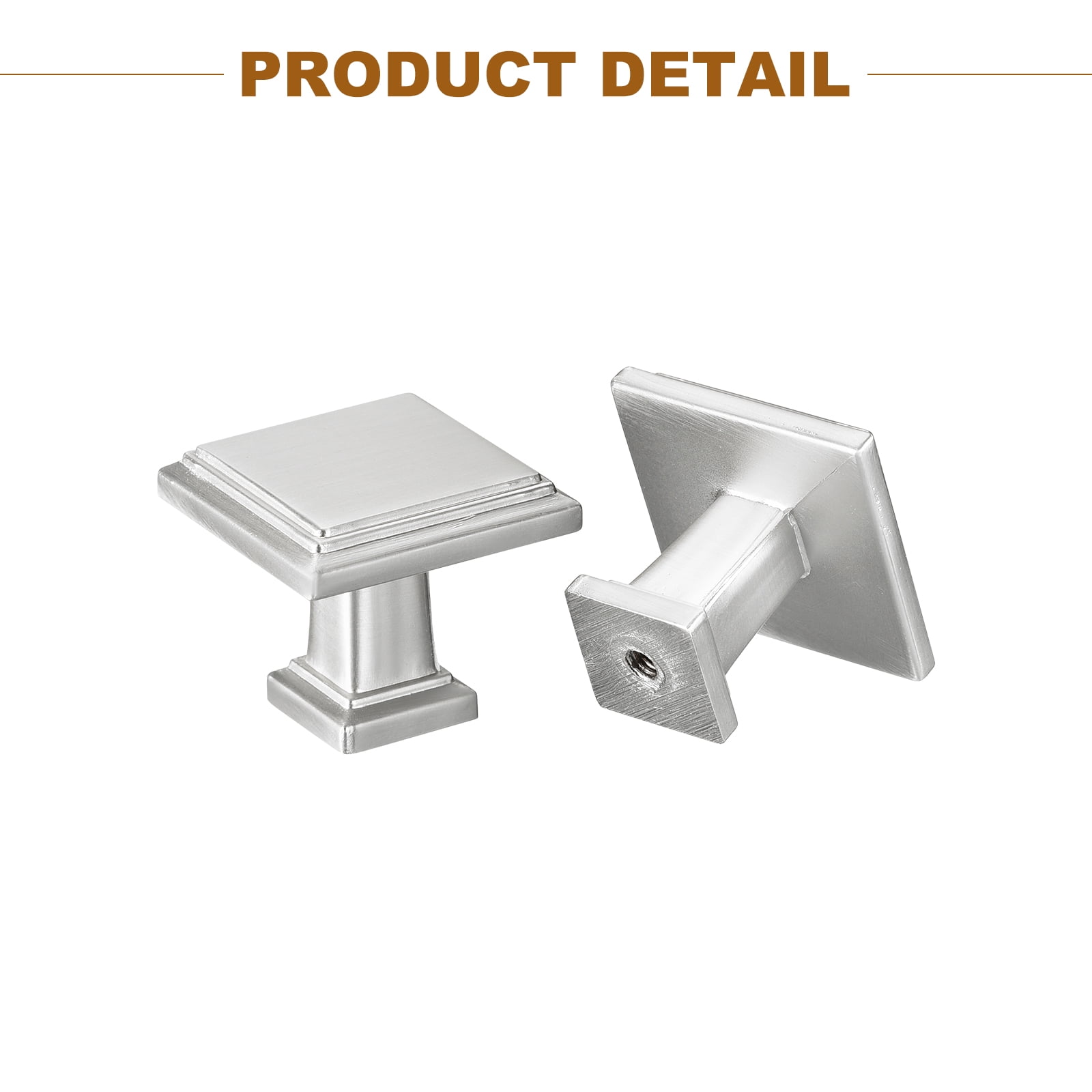 10 Pack Cabinet Knobs 1.2 Inch(30mm) Square Dresser Knobs for Kitchen Cupboard Door, Silver