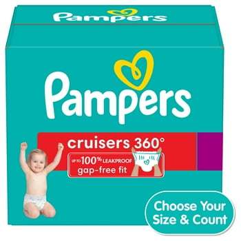 Pampers Cruisers Diapers 360 Size 5, 56 Count (Choose Your Size & Count)