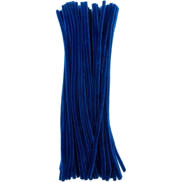100 Pcs John Bead Cure-Pipes 12po x 6mm Tiges en Chenille Bleues Moelleuses pour Fournitures d'École d'Art Décorations
