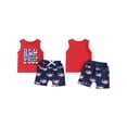 thumbnail image 3 of Elippeo Baby Boy Independence Day 2 Piece Set 6 12 18 24 Months 3 Years Letter Print Tank Tops Elastic Waist Star Print Shorts Infant Toddler 4th of July Outfits, 3 of 10