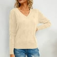 thumbnail image 4 of gakvbuo Fall Pullover Tunic Shirts For Women Women's Solid Color Casual Slim Fitting Knitwear Pullover V-Neck Long Sleeve Sweater Tops Blouse, 4 of 5