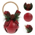 thumbnail image 4 of EXHUMKY Red Linen and Iron Bell Ornaments for Christmas Tree and Door Decoration, Set of 3 Holiday Bells, 4 of 5